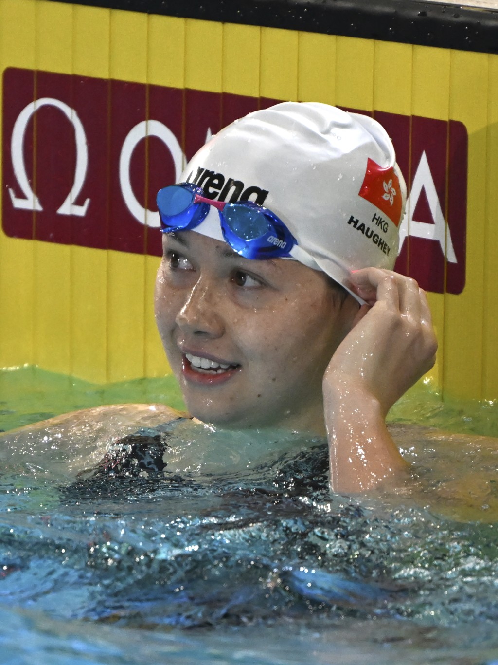何詩蓓於短池游泳世錦賽成功衛冕200米自由泳金牌。AP