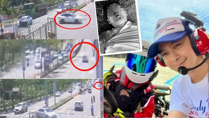 林志穎車禍片段曝光,「不明原因」偏右慢駛直至撞向橋墩。