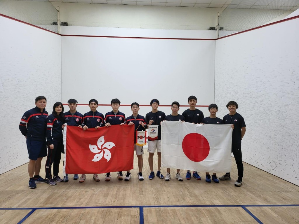 港壁男隊於名次賽不敵日本得第6名。香港壁球總會圖片