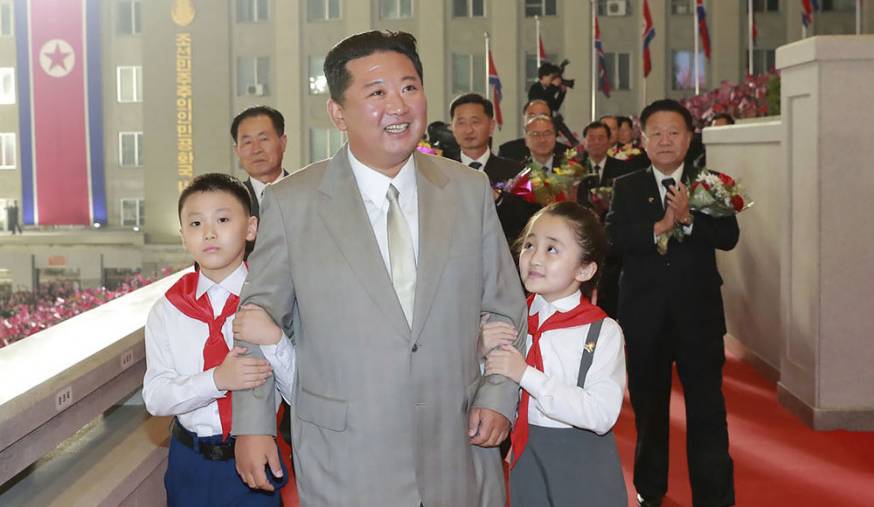 2021年9月9日出席北韩建政73周年活动的金正恩。朝中社
