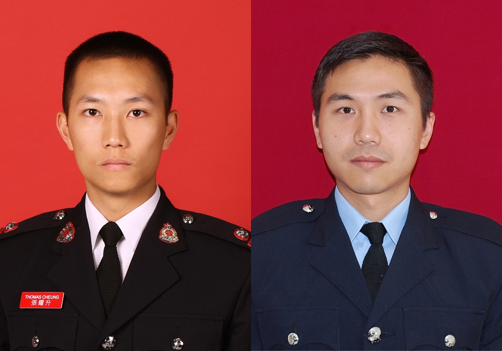 2名殉職消防員，包括高級消防隊長張耀升及消防隊目許志傑。 資料圖片
