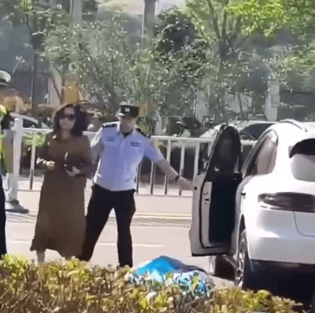 女司機當場被警員帶走。 女司機當場被警員帶走。