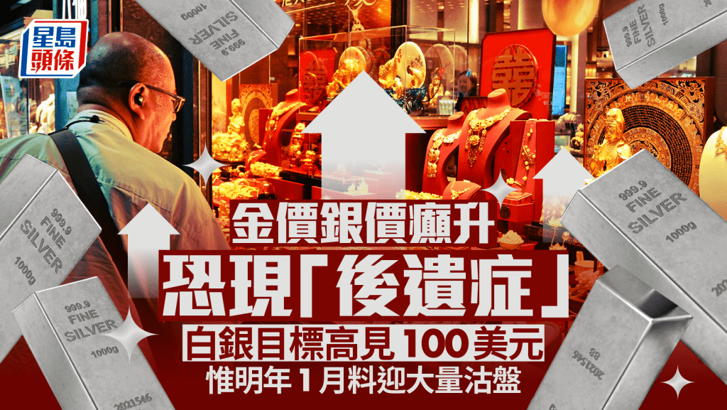 金價銀價癲升恐現「後遺症」 白銀目標高見100美元 惟明年1月料迎大量沽盤