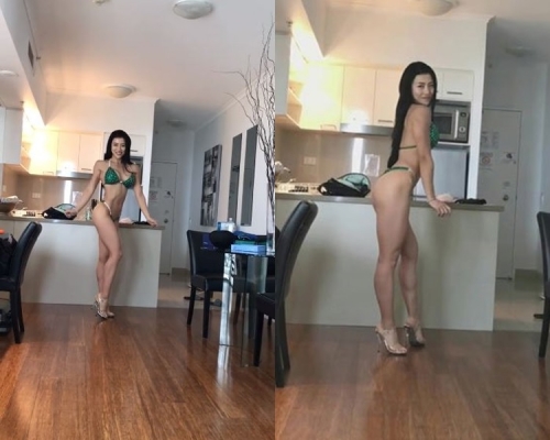 女網紅的健美影片被指「色情」。影片截圖