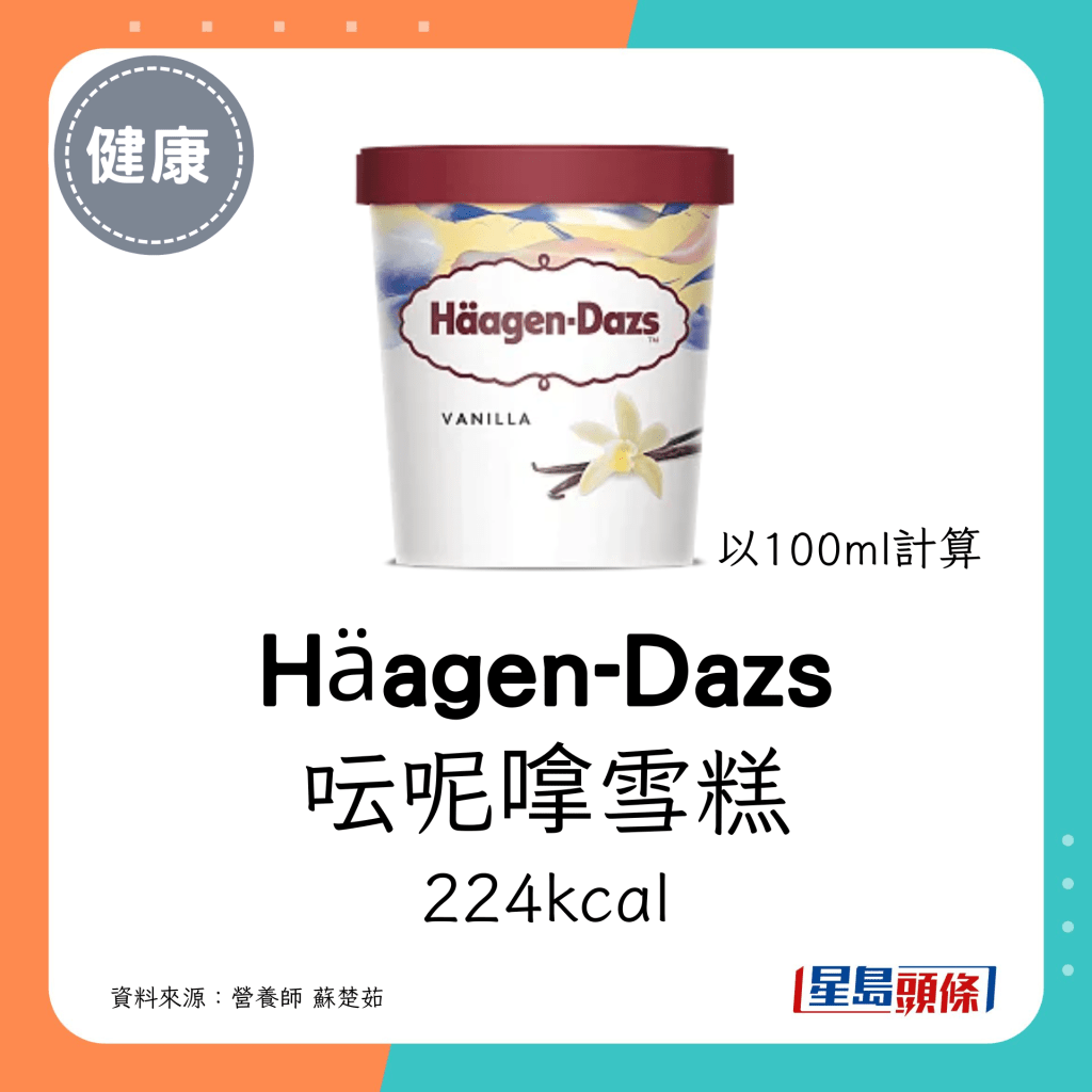 Häagen-Dazs 呍呢嗱雪糕 224kcal