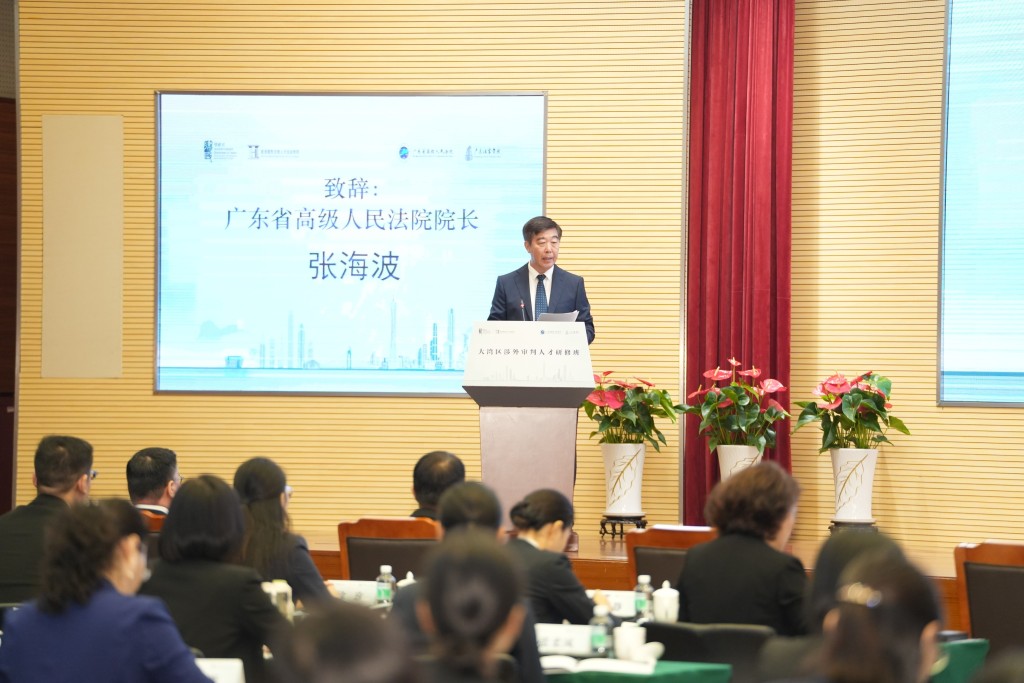 广东省高级人民法院院长张海波在研修班开班仪式致辞。政府新闻处 广东省高级人民法院院长张海波在研修班开班仪式致辞。政府新闻处