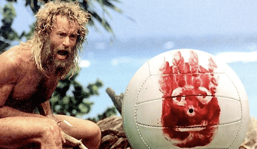 在荷里活電影《劫後重生》中，湯漢斯飾演的角色因飛機失事被困在太平洋的一座島嶼上，他用自己的血在一個球兒上畫出五官，把它當成一個人，還給它名字叫Wilson。