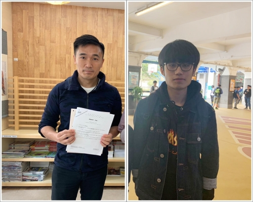 李求恩紀念中學通識教育科主任徐曉琦(左);考生陳同學(右)。