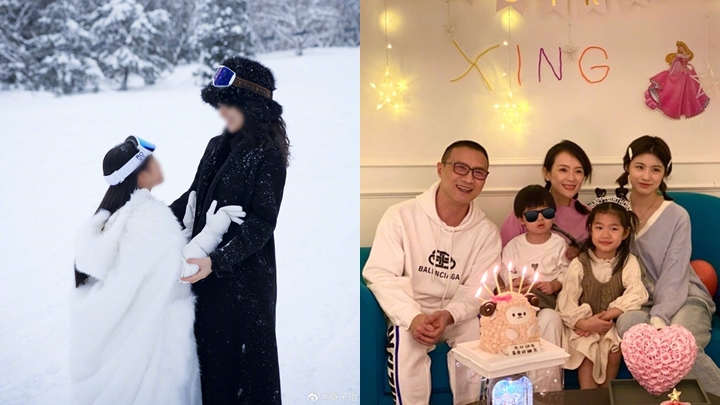 章子怡帶女兒滑雪過46歲生日