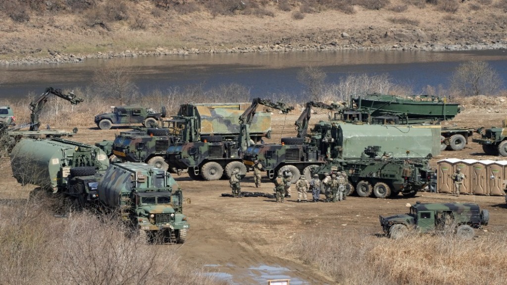 美韓軍方周一展開代號「自由護盾」的聯合軍演。美聯社