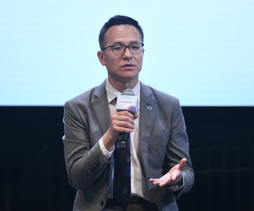 警務處網絡安全及科技罪案調查科總警司林焯豪在交流環節作分享。 警務處網絡安全及科技罪案調查科總警司林焯豪在交流環節作分享。