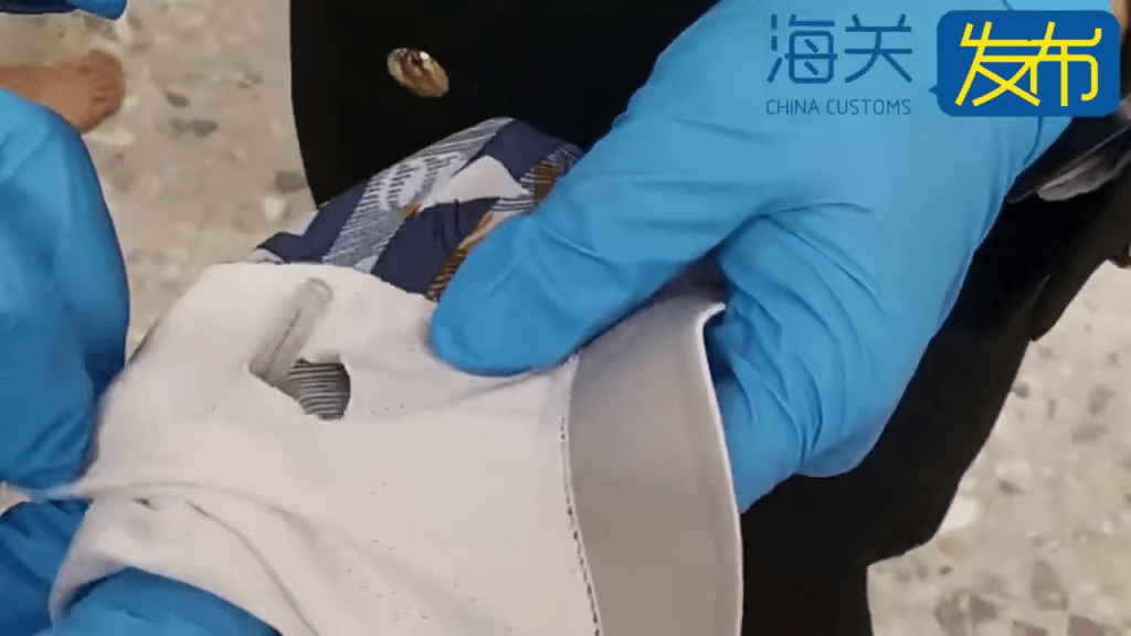 近日，西九龙站海关查获一名进境旅客在内裤夹层内藏匿海洛因，毛重1.7克。