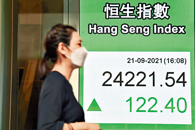 隔晚美股三大指數急跌，恒指於低開後拗腰回升。