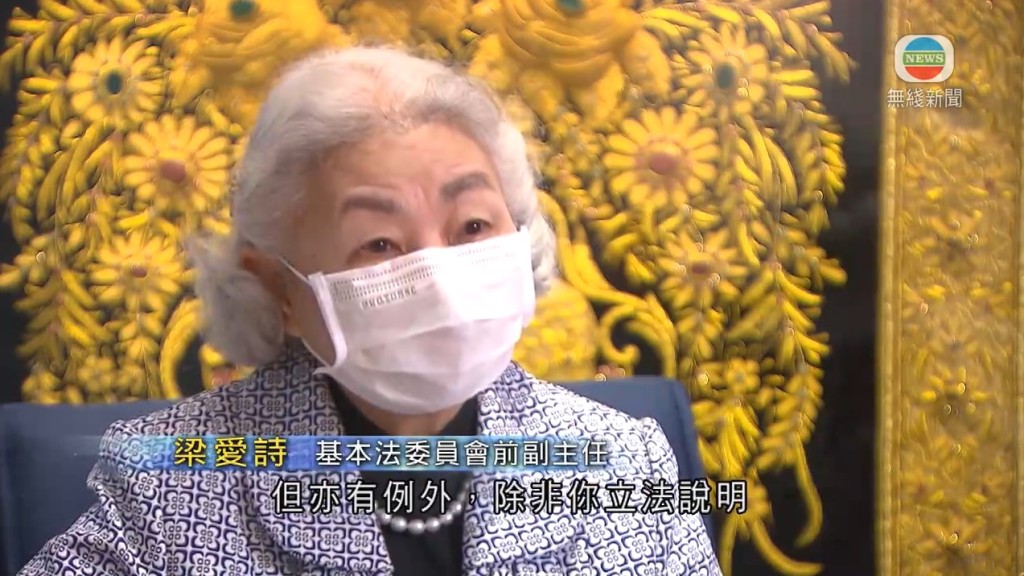 梁愛詩相信檢控和審判會由香港負責。無綫新聞截圖