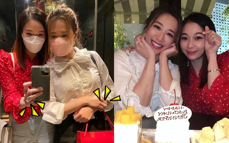 人妻楊秀惠與準人妻岑杏賢右手無名指均戴上巨鑽戒,閃爆!