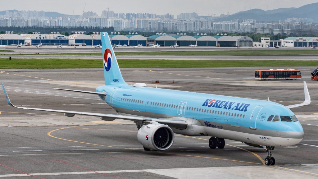 停泊在金浦国际机场的大韩航空客机。 路透社