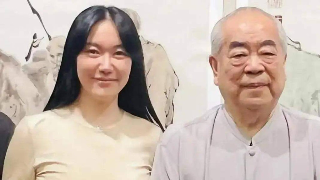 87歲范曾與嫩妻徐萌。網圖 87歲范曾與嫩妻徐萌。網圖