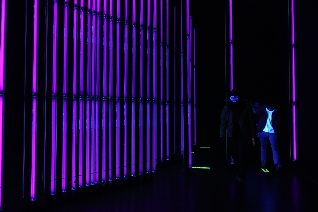 當中包括以紫光燈來創作的「黑色隧道01」