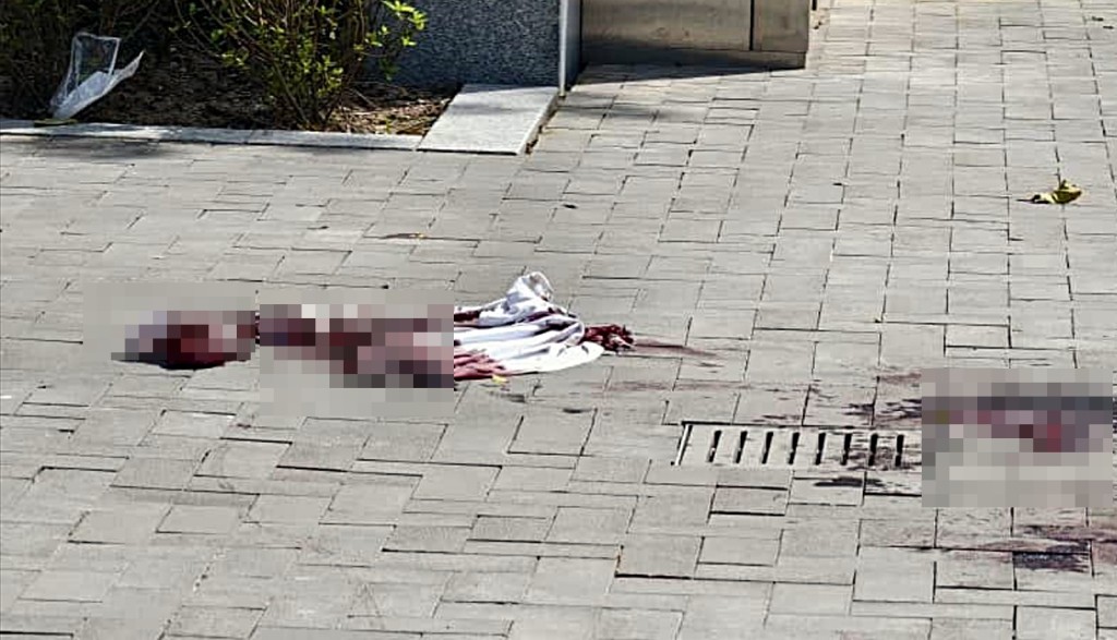 地上遺下大灘血漬。