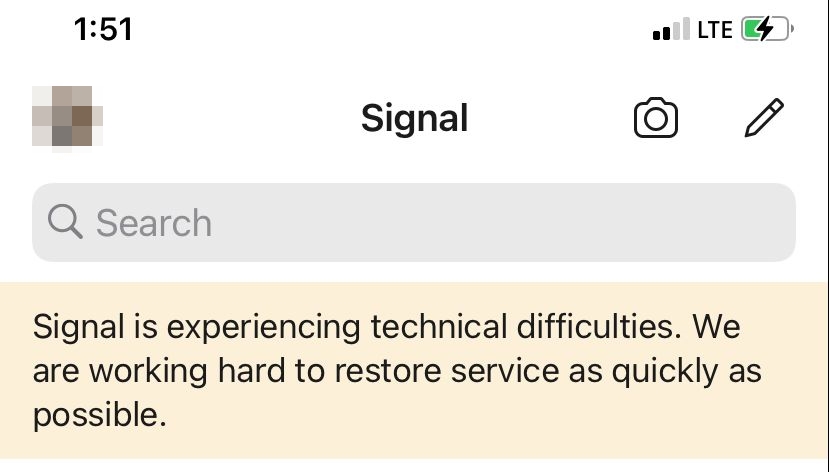 營運商在Signal發出告示,指現時出現技術問題,正進行搶修。