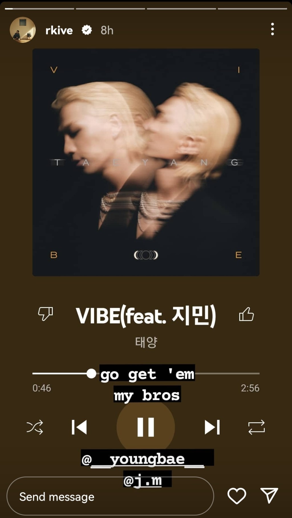 BTS隊長RM亦在IG STORY上載《VIBE》