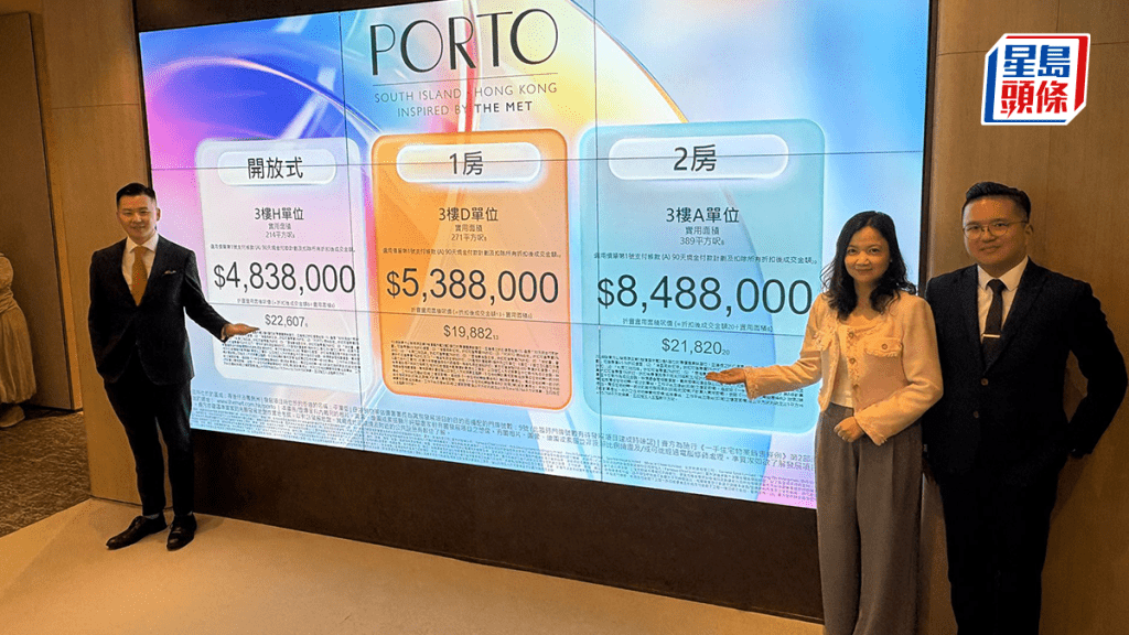 鴨脷洲PORTO開價 首批每呎2.23萬 入場價約483萬