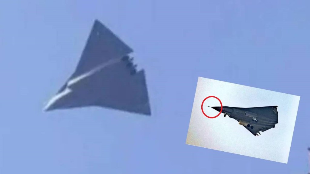 殲-36新原型機不設空速管（紅圈），被外界視為研發進度理想的證據。