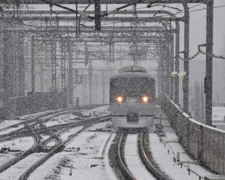 日本首都圏今下起大雪,陸空交通大受影響。網圖