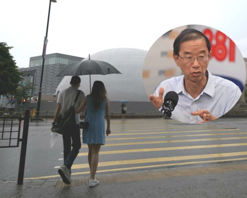 林超英（小圖）解釋這是香港六月典型的低壓槽天氣。資料圖片