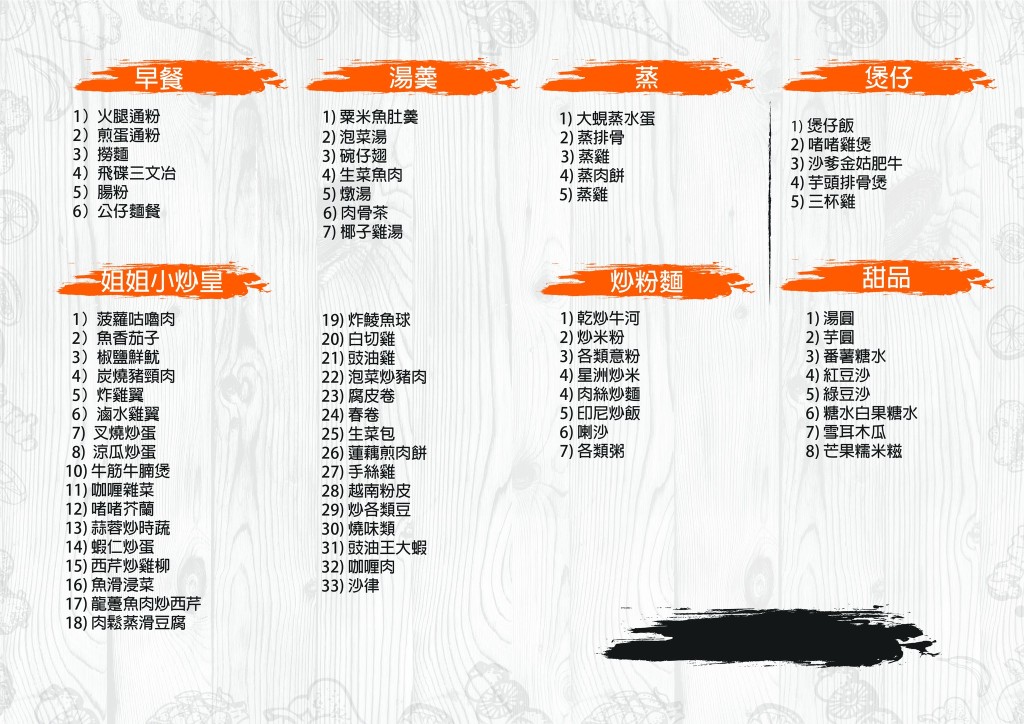 中文版菜單。fb「聘請工人姐姐關注組」圖片