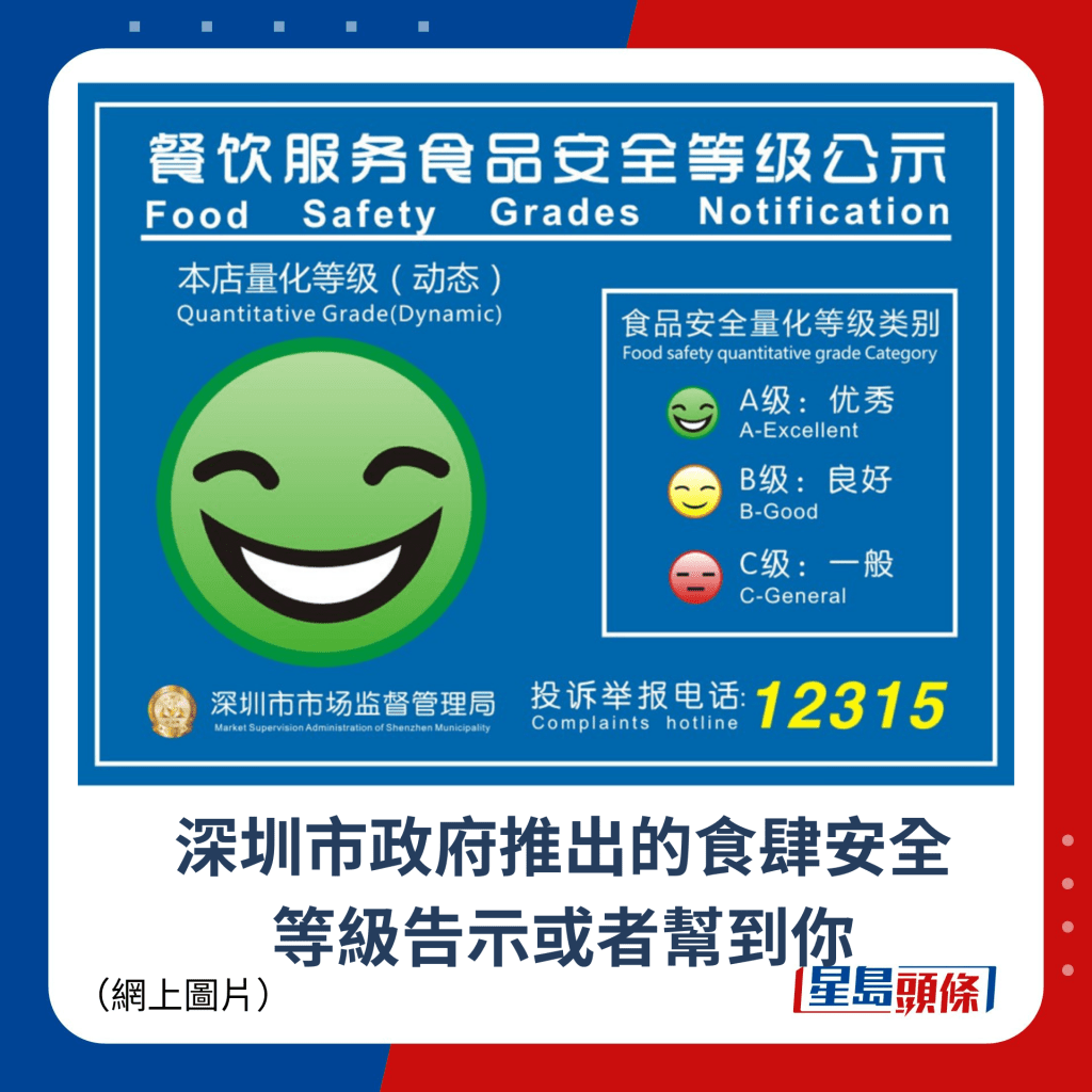 深圳市政府推出的食肆安全等級告示或者幫到你