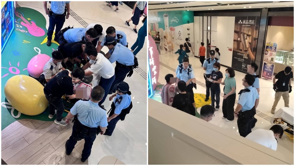 警員將婦人制服，由救護車送院治理。Facebook 車cam L（香港群組） 圖片
