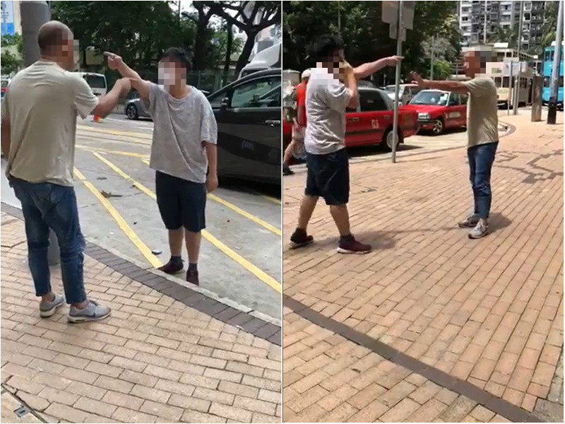 的士司機繼續與男子對峙。影片截圖