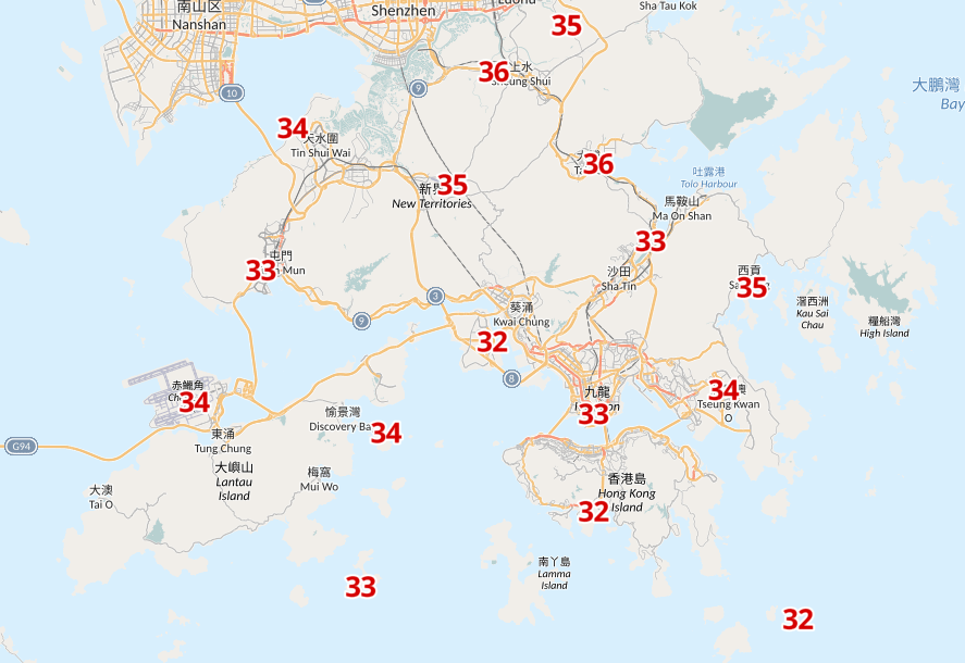 下午4時,本港多區升至35度以上。 下午4時,本港多區升至35度以上。