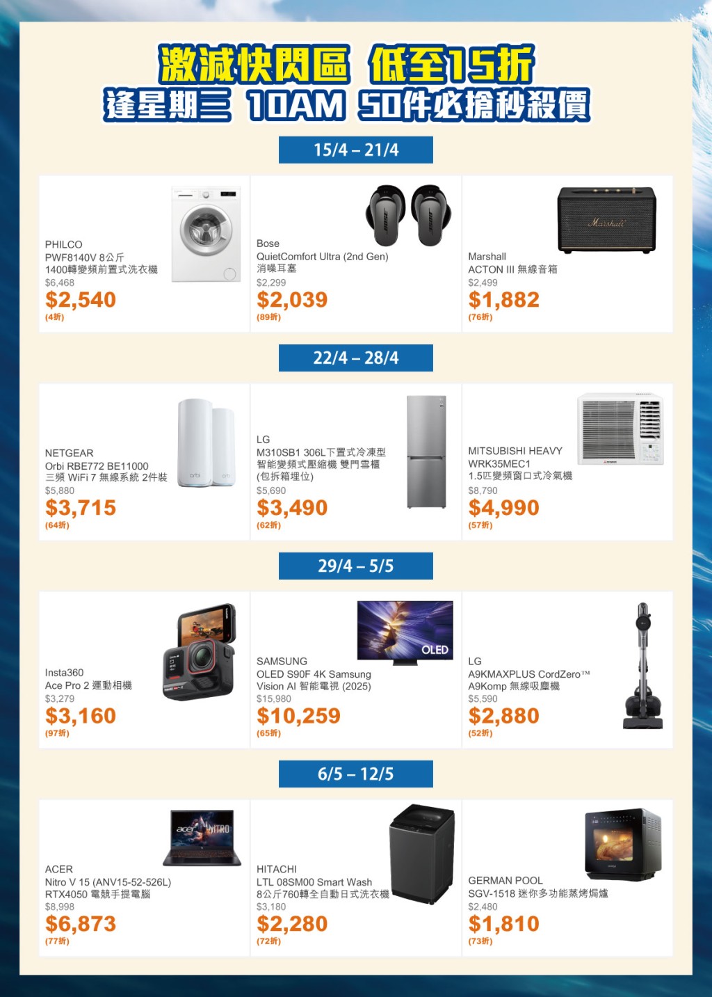 豐澤抵得祭優惠4：網店特設「激減快閃區」，精選逾450件人氣商品以優惠價發售，最高可以15折優惠價入手！