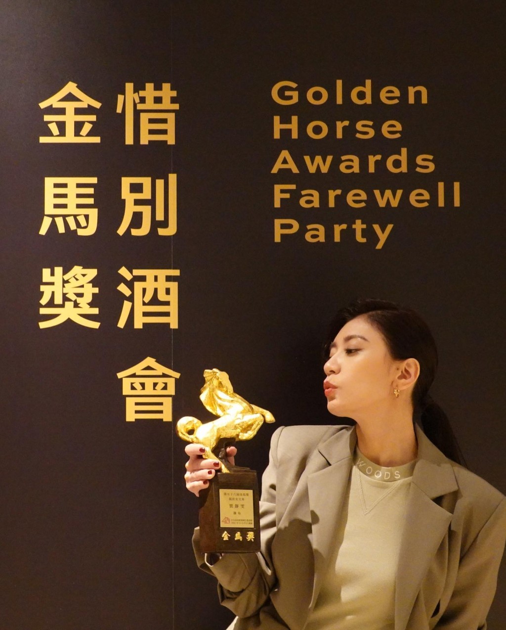 賈靜雯首度提名金馬影后便奪得殊榮。