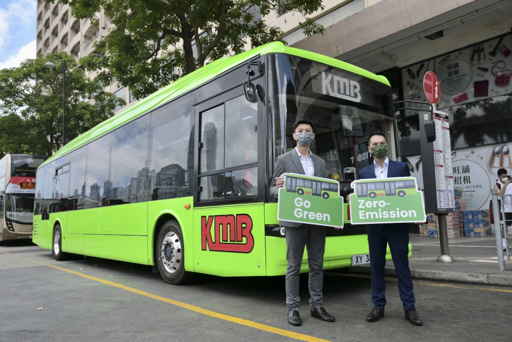 九巴新一代純電動單層巴士車身主色為「電光綠」。資料圖片