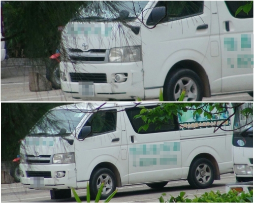 飛脫車輪的客貨車。