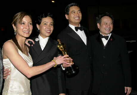 李安、周潤發夫婦及楊紫瓊。資料圖片