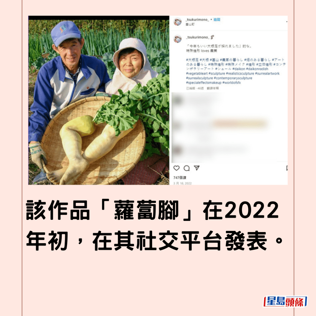 该作品「萝卜脚」在2022年初，在其社交平台发表。