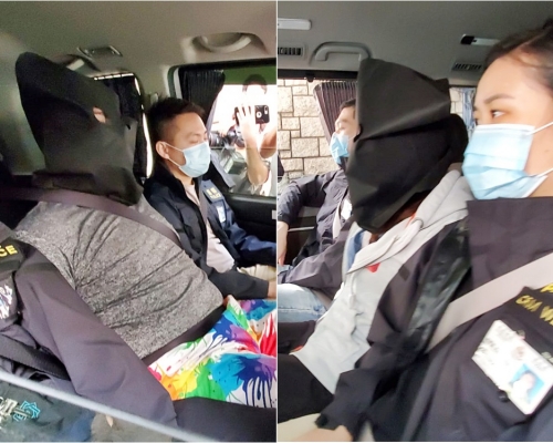 警方拘捕4名男女,涉與9宗港島商舖案有關。左圖為被捕男主犯、右圖為其中一名被捕女子。林思明攝