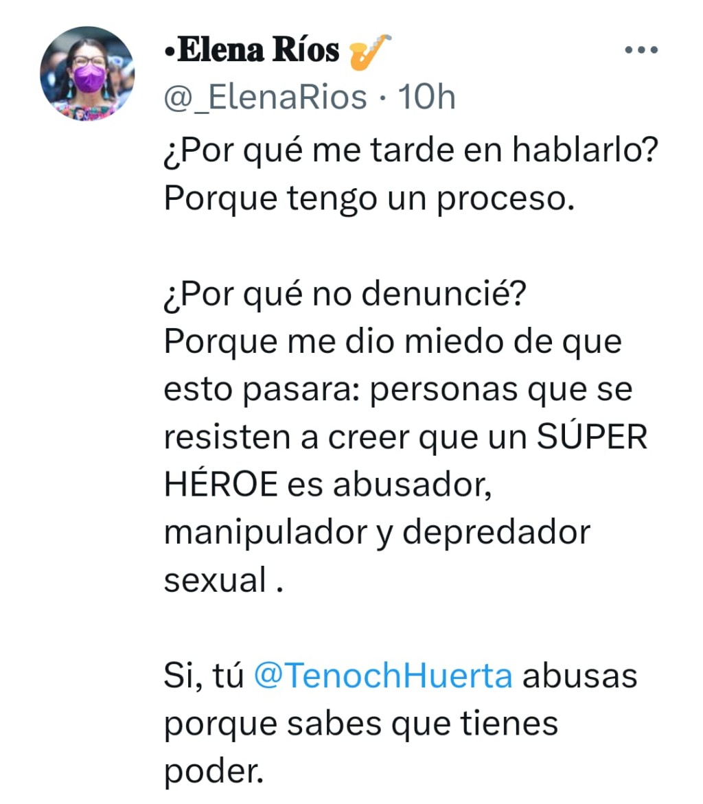 Maria在社交網發文聲討反種族主義組織Poder Prieto，並指控Tenoch是「性略奪者」。