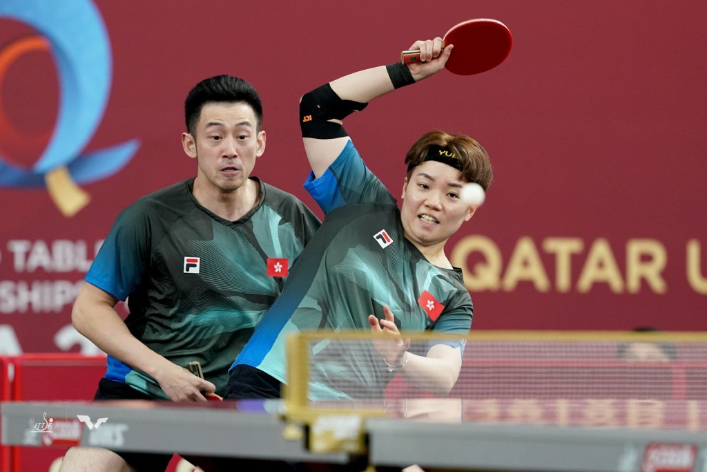 黃鎮廷、杜凱琹晉級混雙4強。多哈乒乓球世錦賽官網圖片 黃鎮廷、杜凱琹晉級混雙4強。多哈乒乓球世錦賽官網圖片