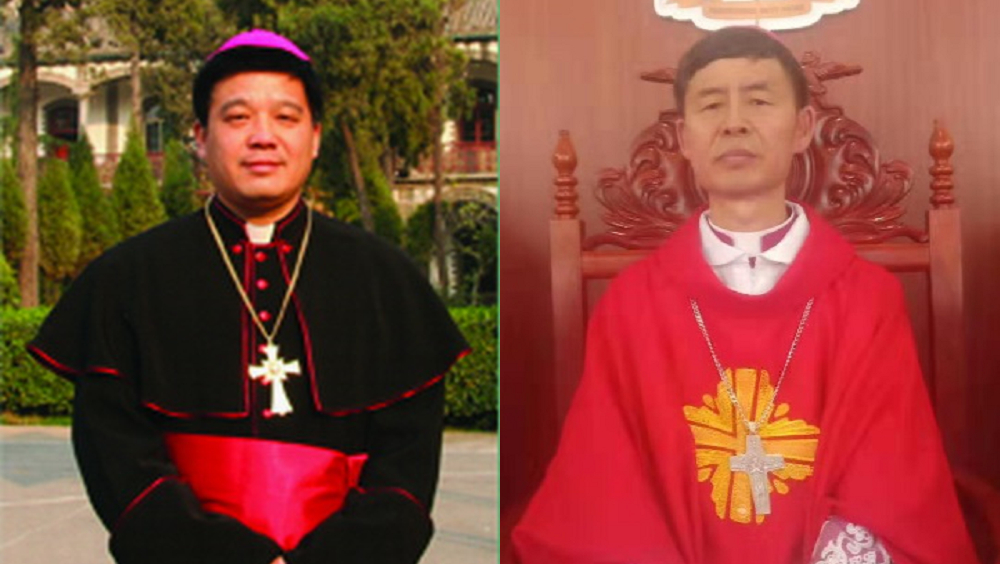 山东周村教区主教杨永强（左）及内蒙古自治区集宁乌蒙主教姚顺。