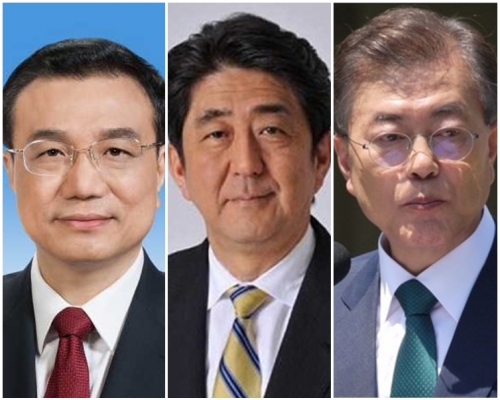 安倍晉三在日中韓領袖會談後,將分別與李克強及文在寅舉行會談。新華社; AP; 網圖
