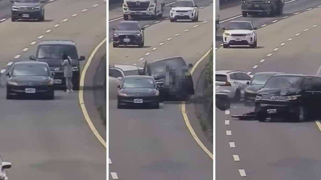 公路監控拍下車禍整個過程。