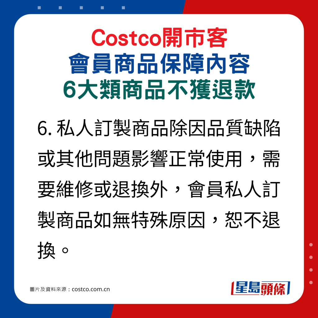 Costco开市客会员商品保障，6大类商品不获全额退款6.