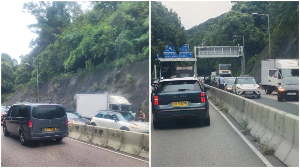 獅子山隧道公路2宗意外涉６車相撞。fb香港公共交通智庫圖片