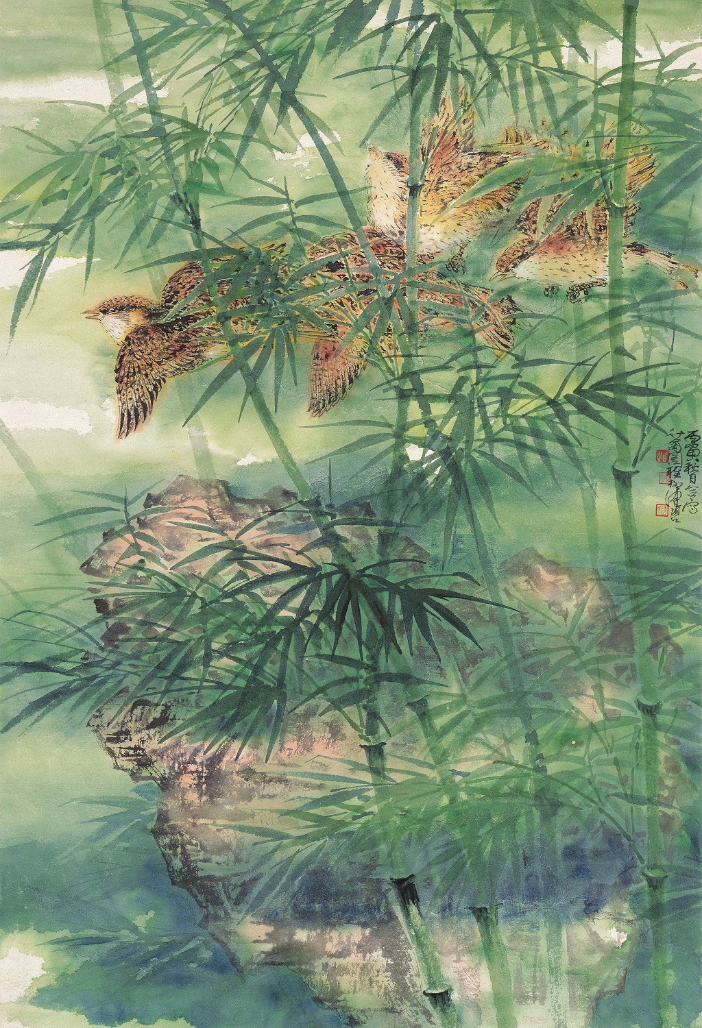 香港藝術館新展｜謝稚柳及陳佩秋於1986年共同創作的《竹禽圖》。