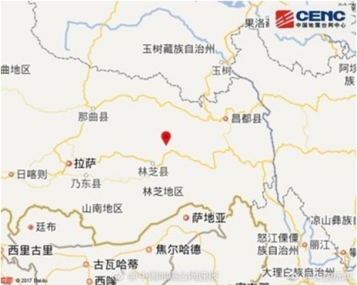 地震的震源深度為7000米。網圖